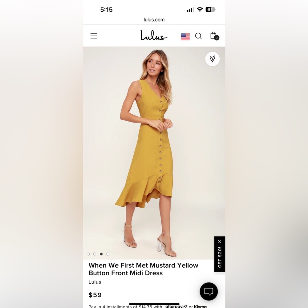 Lulus Mustard dress from 2019 collection
